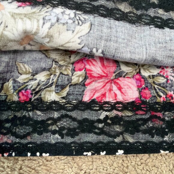 F A Chatta Ltd Skirt Womens 8 Black Pink Dark Floral Vintage Made in USA Midi - Picture 8 of 9